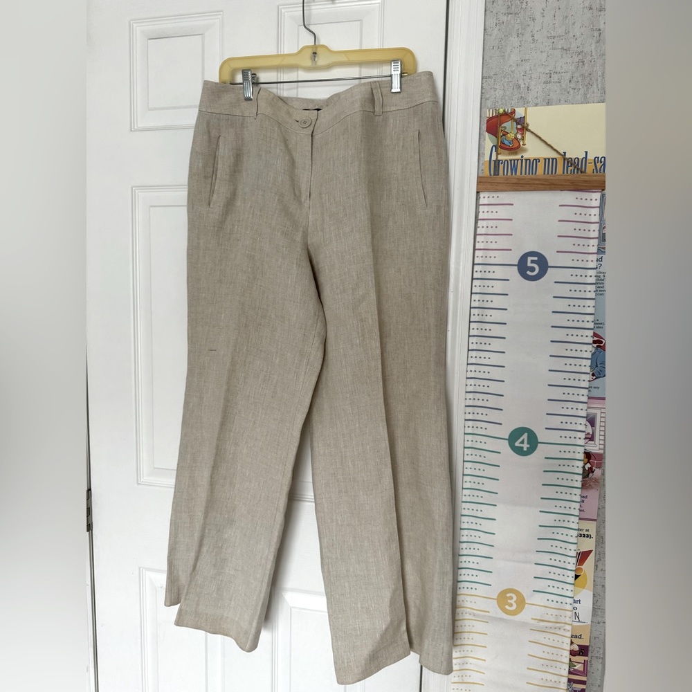 Talbots Pure linen Petite 14 women’s wide leg tan pants - Picture 8 of 8